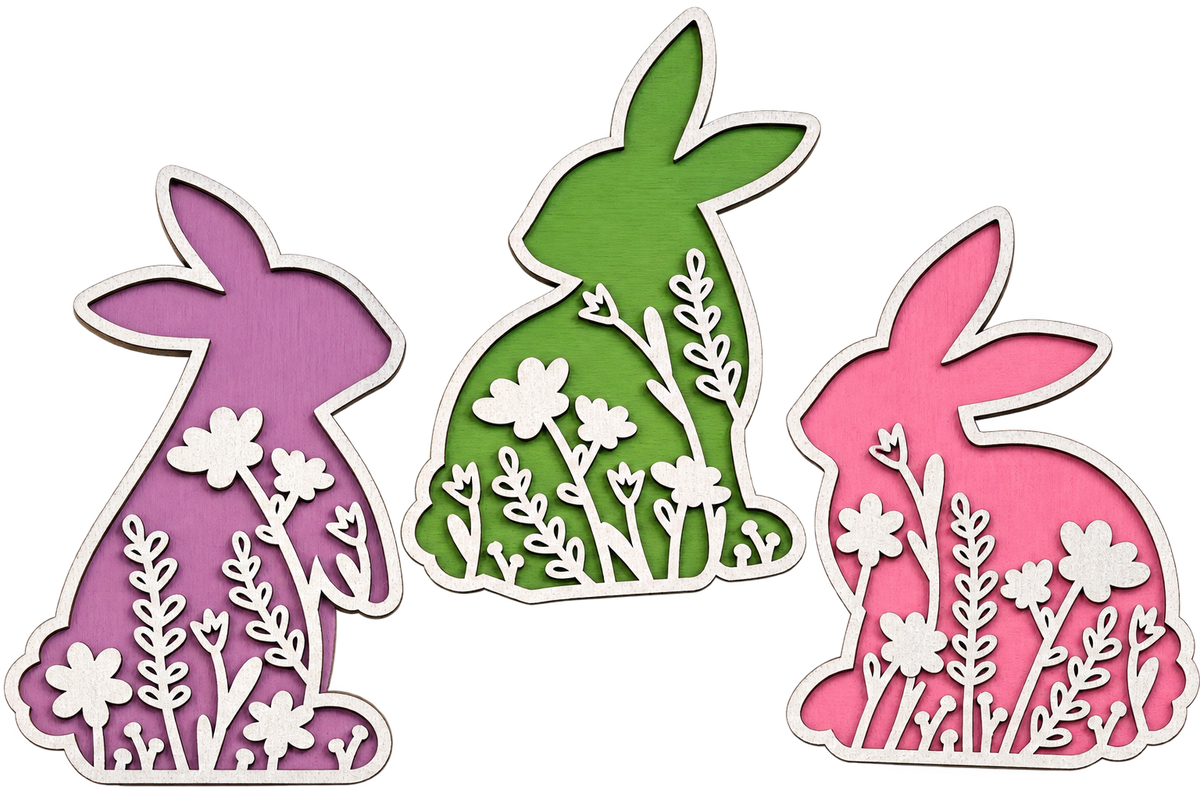 Three Bunnies Wood Sign