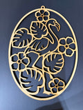Flamingo W flowers Cutout