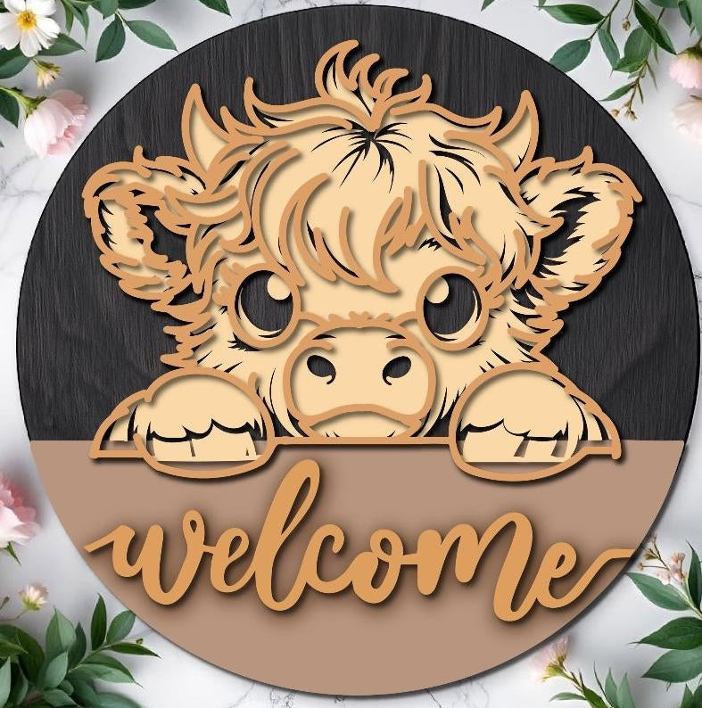 Welcome Cow Wood Sign