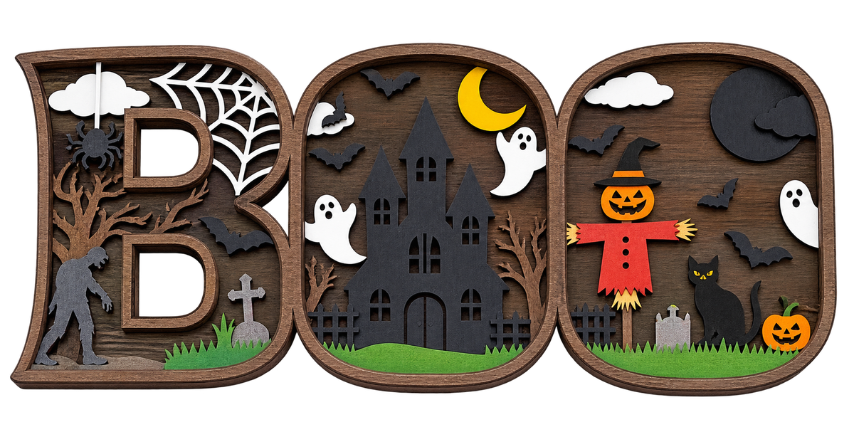 Boo Wood Layered Sign