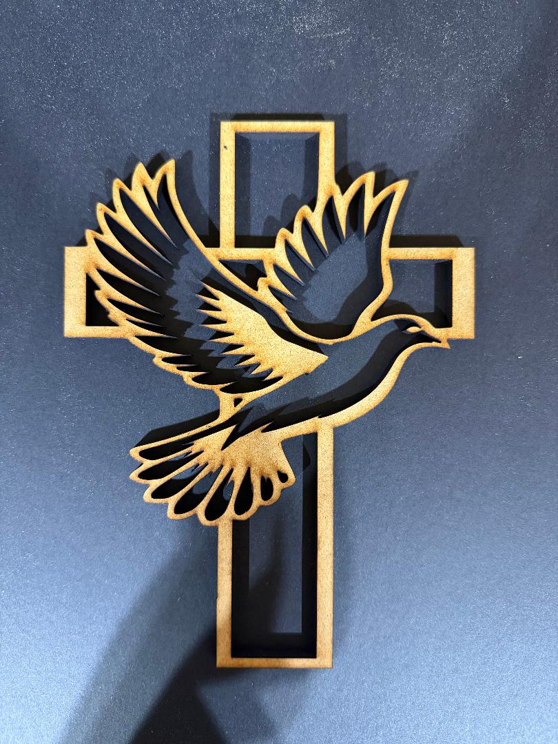 Cross W Bird Cutout