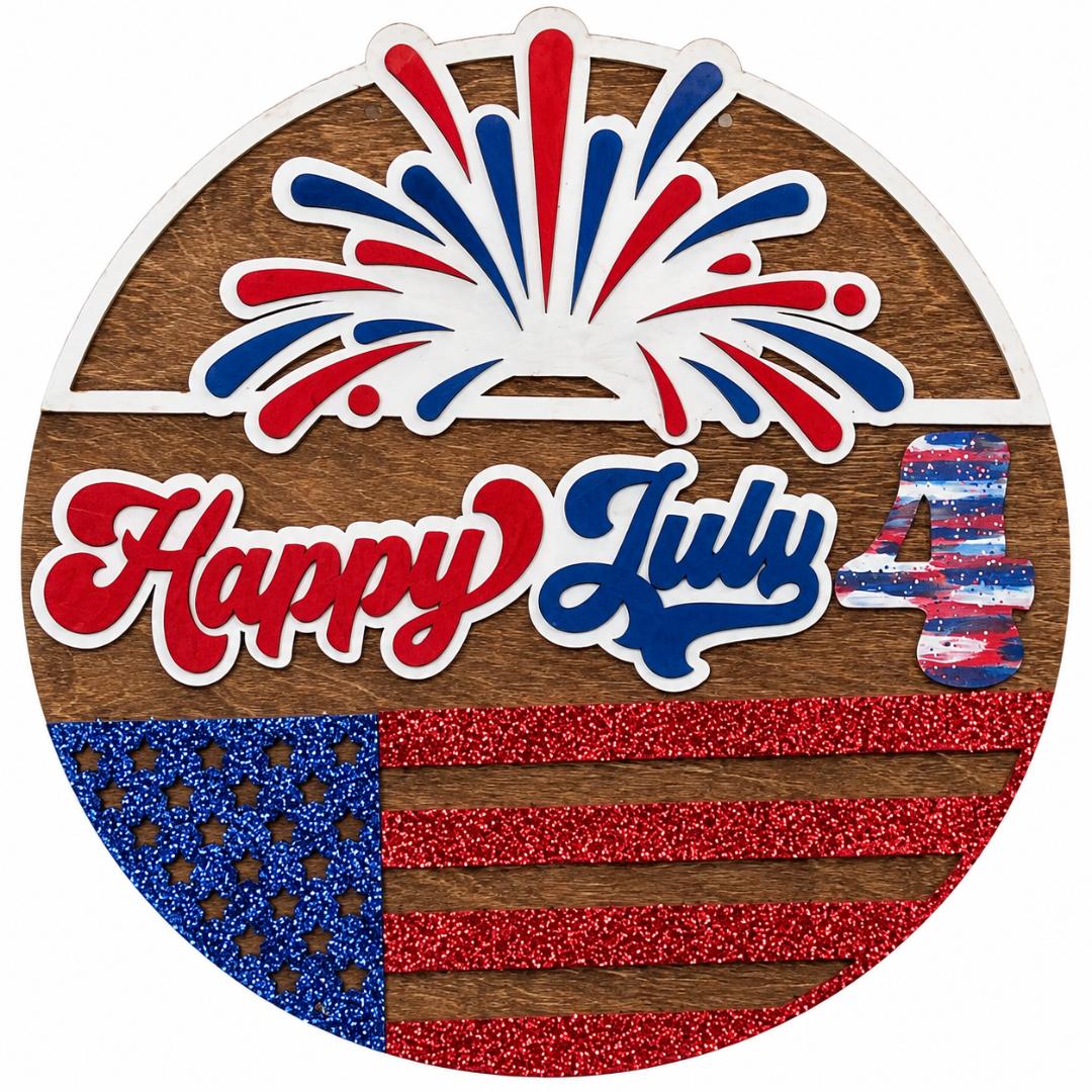 Happy July 4th Wood Sign