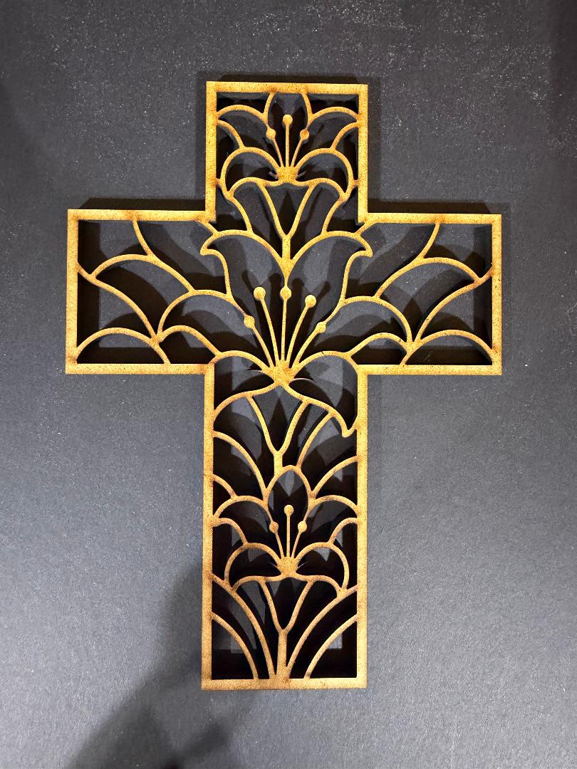 Cross W Flowers Cutout