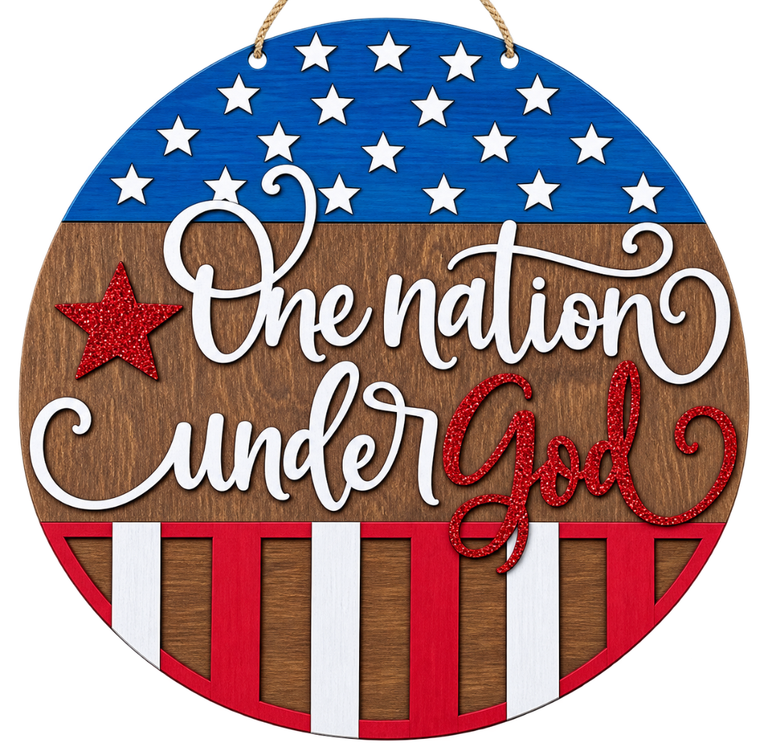 One Nation Under God Wood Sign
