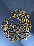 Skull W/ Flowers Cutout