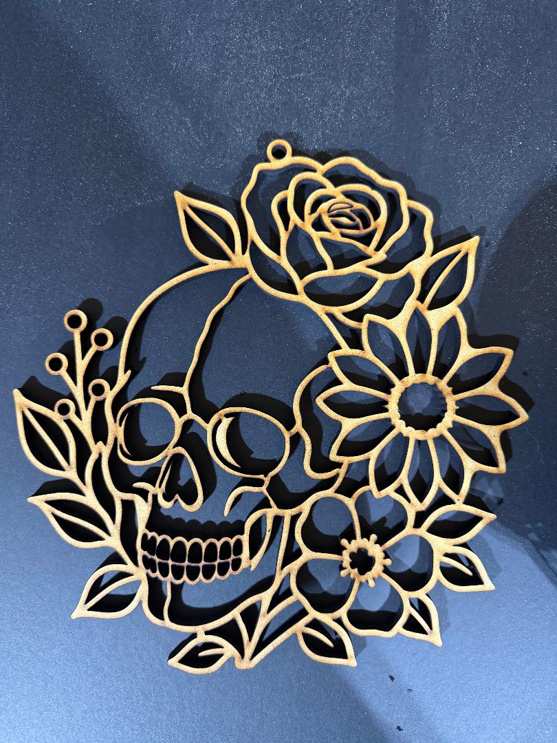 Skull W/ Flowers Cutout