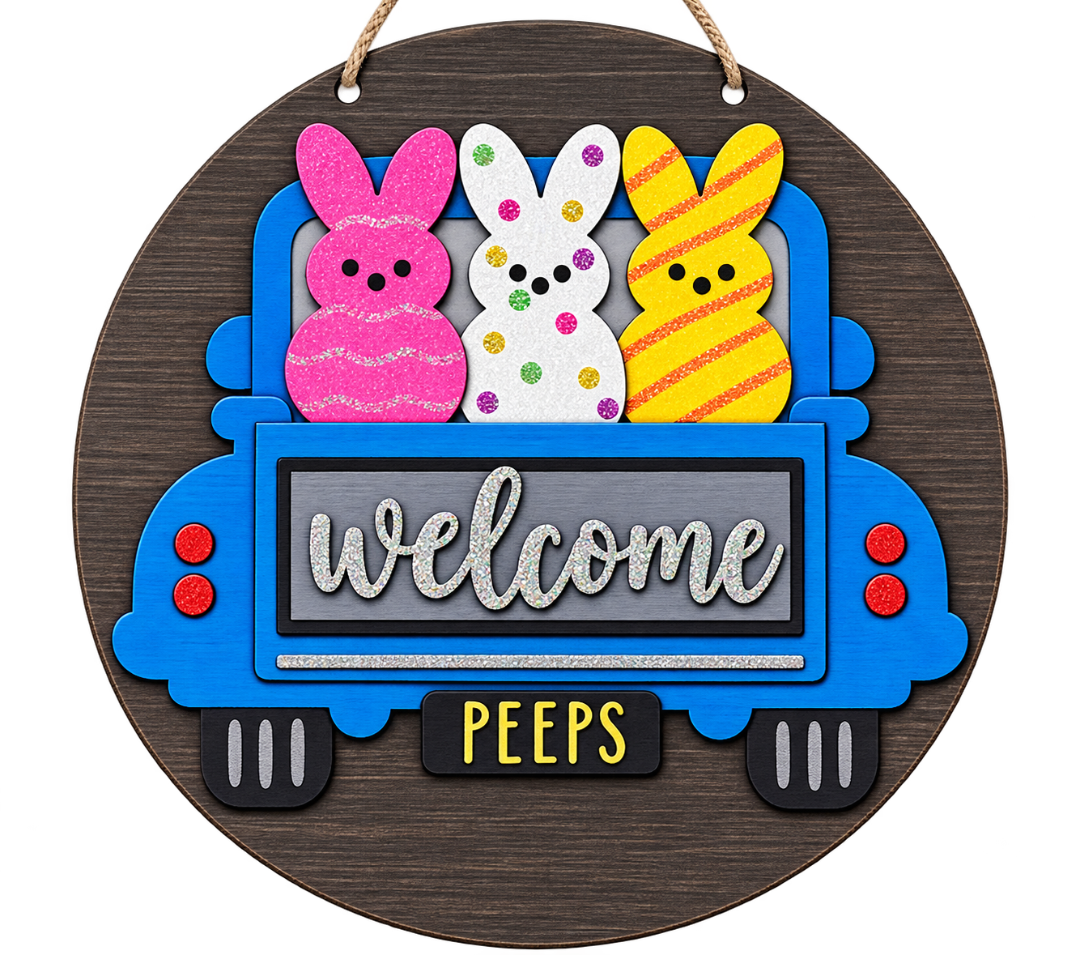 Welcome Peeps Wood Sign