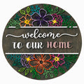 Welcome to our Home Flower Wood Sign